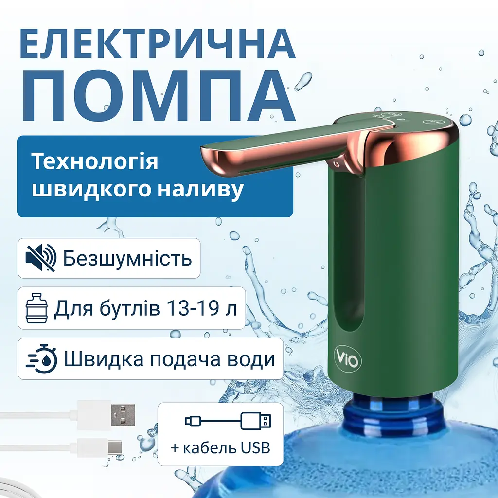 Електрична помпа для води ViO E24 з носиком, що складається, зелена - фото 2
