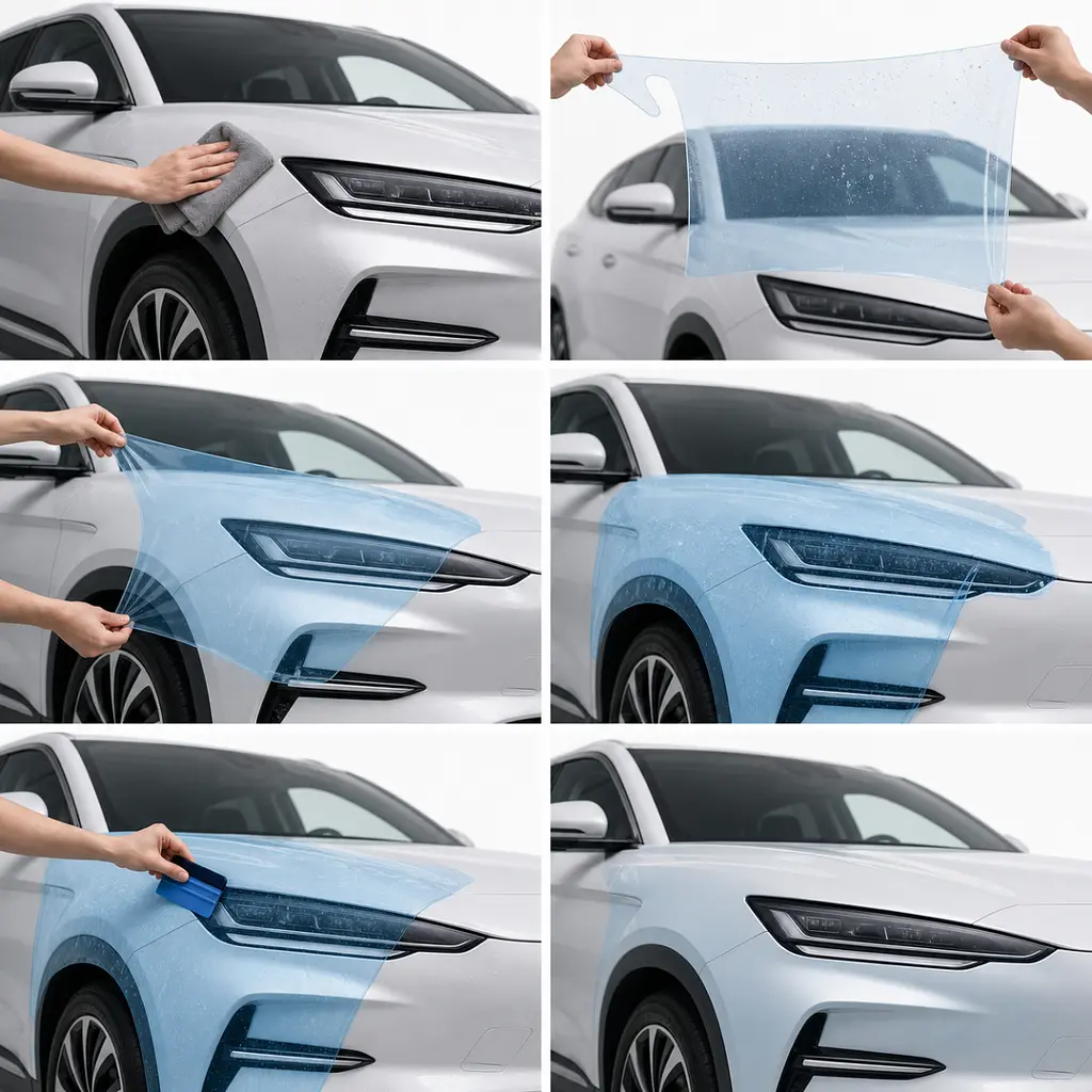 Антигравійна захисна бронеплівка за лекалами для BYD Song Plus I facelift 2023- передня частина авто (капот бампер крила)) - фото 2