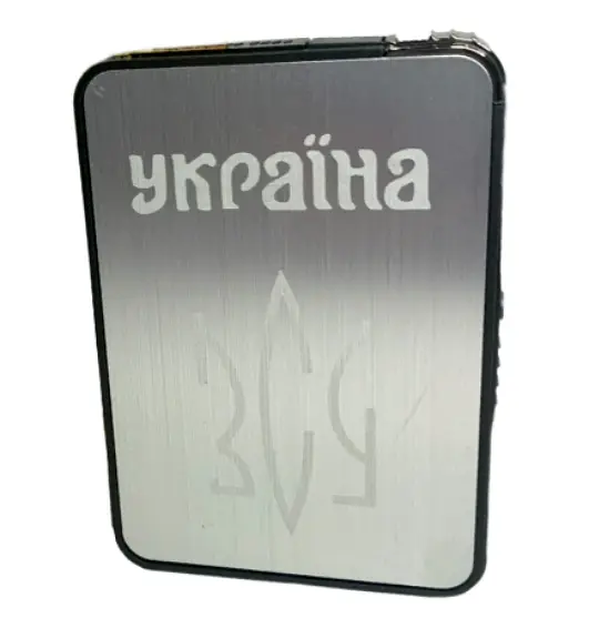 Портсигар на 10 сигарет із запальничкою HL-427 Silver, ЗСУ (16371) - фото 2