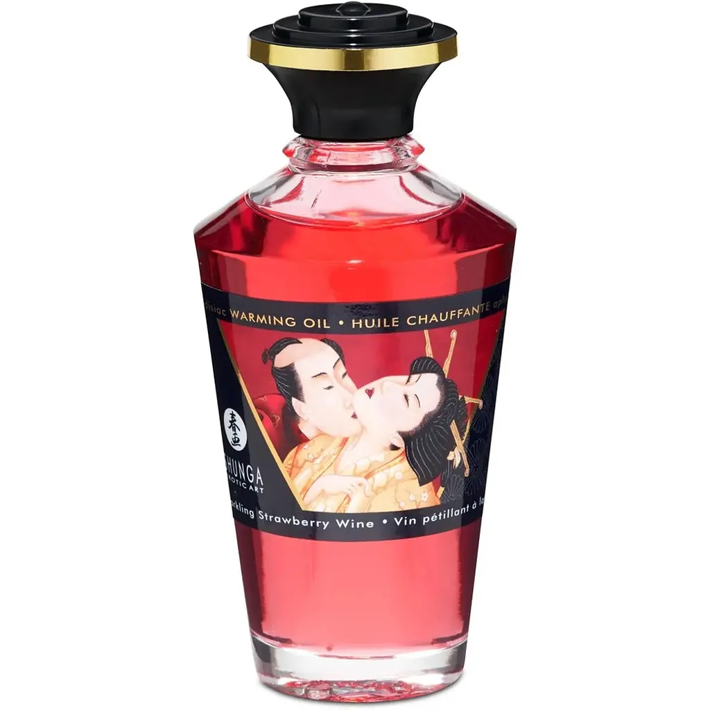 Зігріваюча масажна олія Shunga Aphrodisiac Warming Oil з ароматом полуниці та шампанського, 100 мл - фото 2