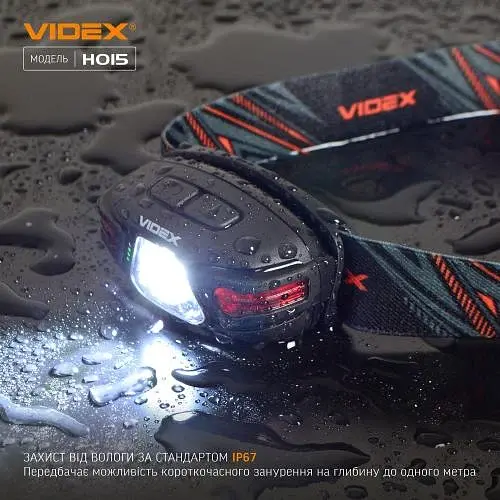 Ліхтар налобний Videx H015, Black, 330 лм, 5000K, до 85 м, 5 режимів роботи, світлодіод CREE XTE 5W, акумулятор (850 mAh, незнімний), IP67, 71 г (VLF-H015) - фото 6