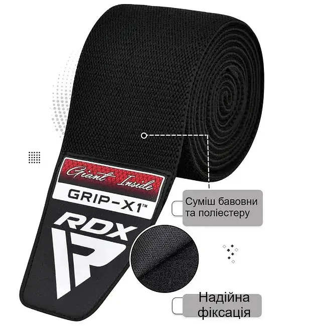 Бинти на коліна RDX K1 GYM Knee Wraps Full Black (WAH-K1FB) - фото 3