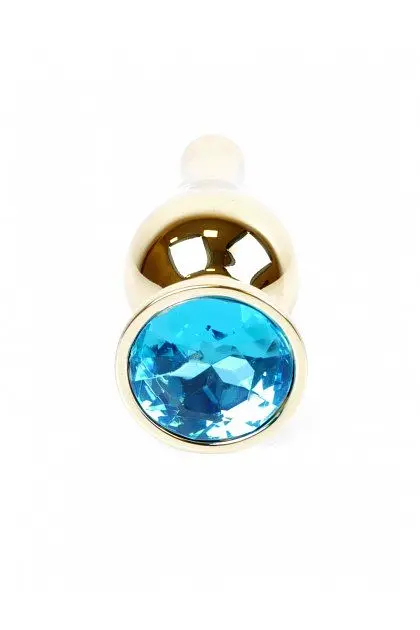 Анальна пробка з кристалом B-Series Jewellery Gold Butt Light Blue, 9,5х3 см, блакитний - фото 2