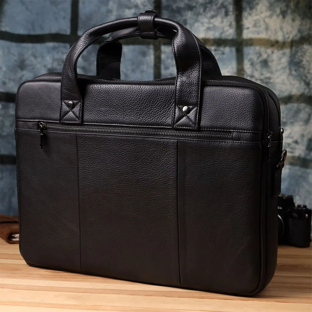 Удобный портфель для мужчин из натуральной кожи Vintage 23042 черный - фото 10