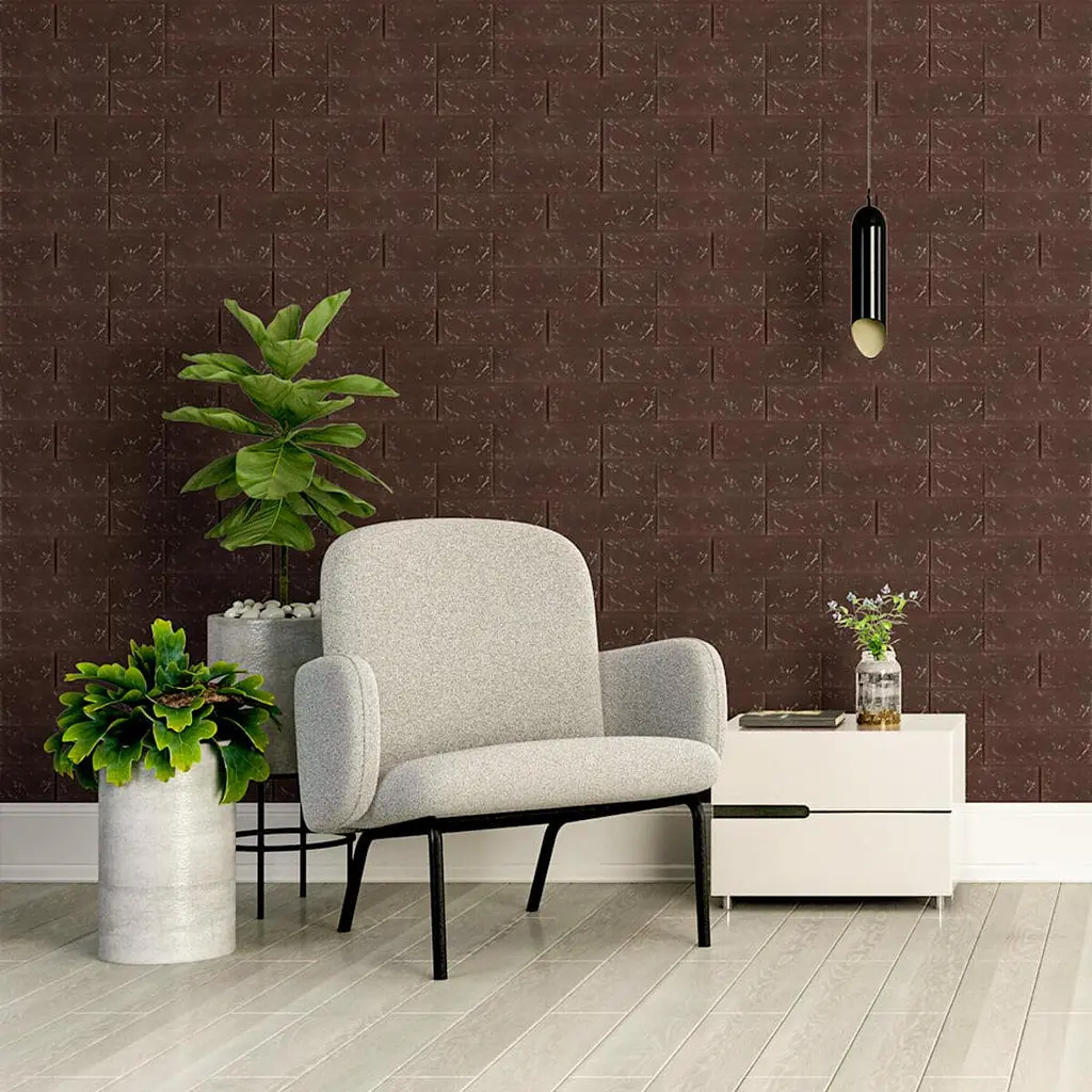 3D панель Sticker Wall самоклеющаяся кирпич Чёрный шоколад 700x770x3мм 018-3 SW-00000543 - фото 5
