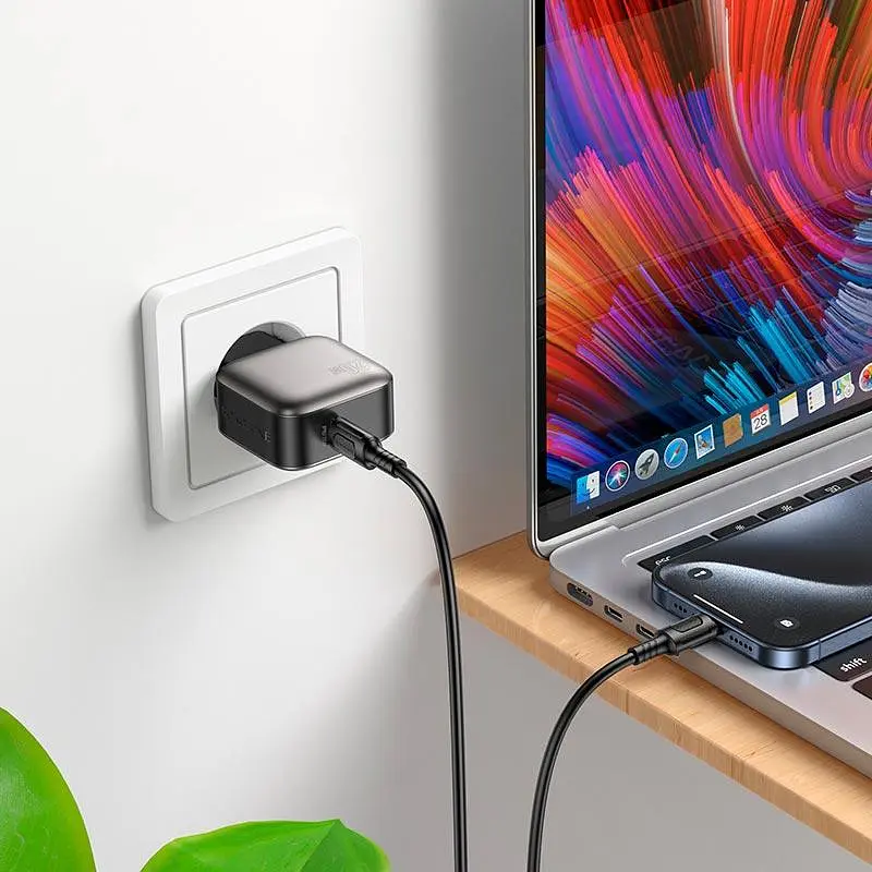 Адаптер сетевой Borofone Absolute single-port charger BAS53A | 1Type-C, 20W/3A, PD/QC| - фото 2