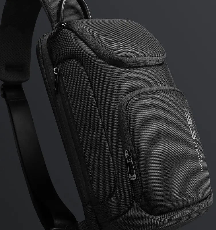 Однолямковий рюкзак через плече Bange BG-7565 7л Сумка-слінг з USB-роз'ємом Black (19369) - фото 6