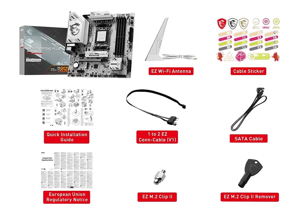 MSI Материнська плата B850M GAMING PLUS WIFI6E sAM5 B850 4xDDR5 M.2 HDMI DP WiFi BT mATX - фото 2