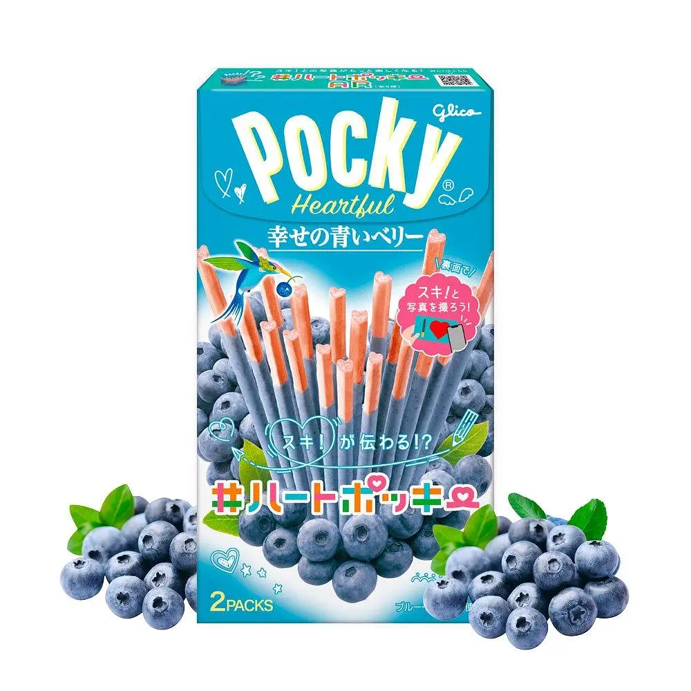 Японські палички Glico Pocky Heartful зі смаком чорниці 54,6 г - фото 2