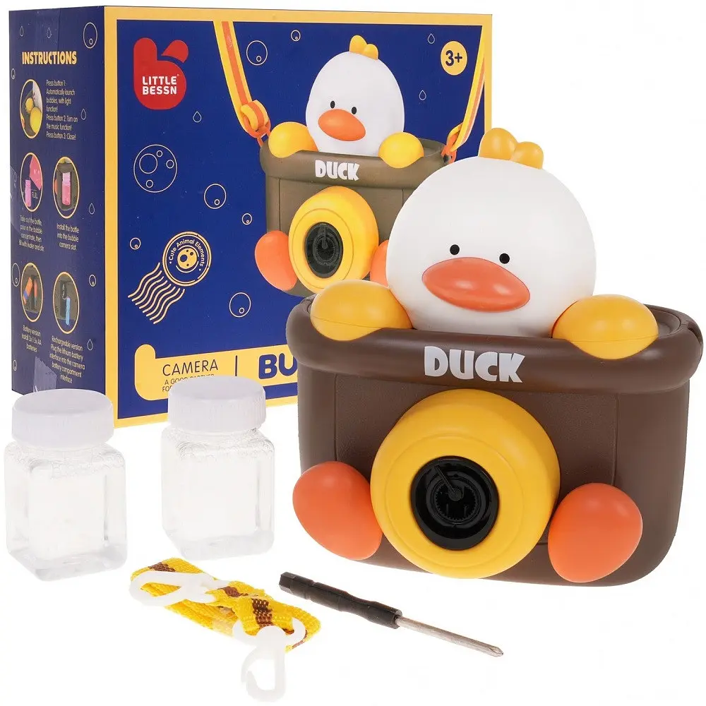 Дитячий пістолет для запуску мильних бульбашок Duck Bubble зі звуком, автоматична машинка для бульбашок, 2 флакони в комплекті - фото 6