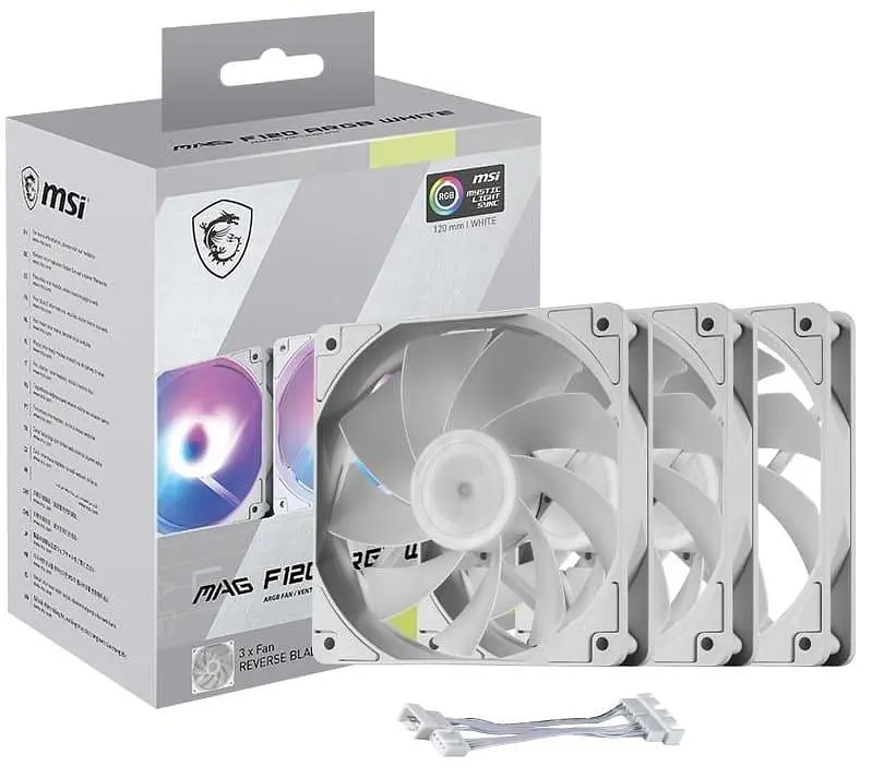 Комплект вентиляторів MSI MAG F120 ARGB White (MAG F120 ARGB WHITE-3RW) - фото 4