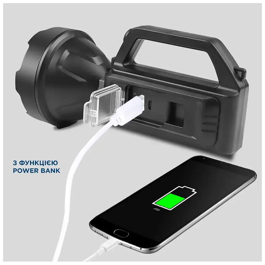 Ліхтар Quantum Tracker 3W LED+COB з функцією Power Bank (QM-FL1063) - фото 4