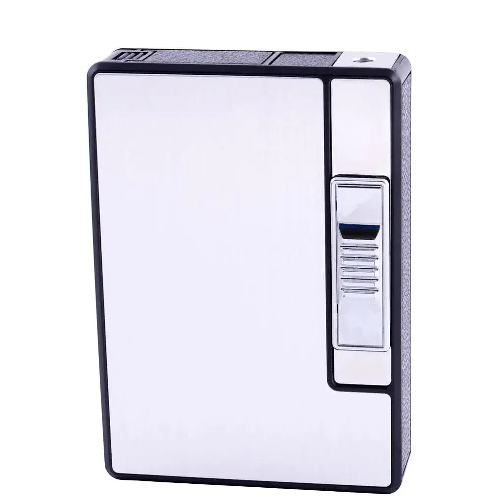 Портсигар на 10 сигарет с зажигалкой FOCUS №HL-150 Silver (10834) - фото 2