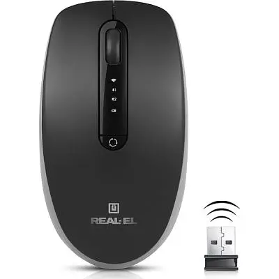 Комп'ютерна мишка Real-El RM-455W Wireless/Bluetooth Black/Gray (EL123200047) - фото 3