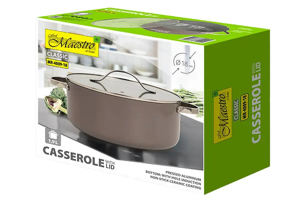Каструля зі скляною антипригарною кришкою Maestro MR-4009-18 діаметр 18 см на 1.9л Ceramic алюміній - фото 5