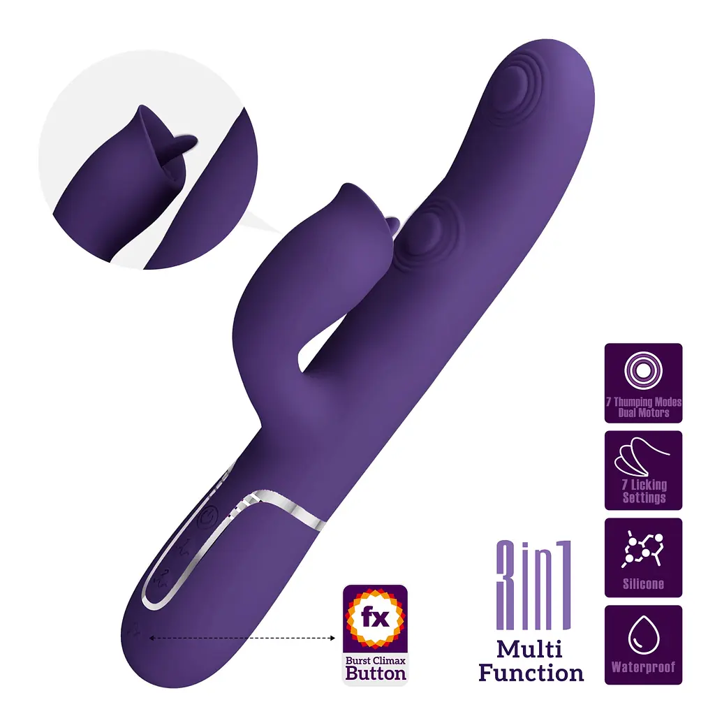Вібратор PRETTY LOVE Gigi dark purple, 7 thumping functions 7 licking modes PRETTY LOVE BW-500035-2 100626 - фото 7