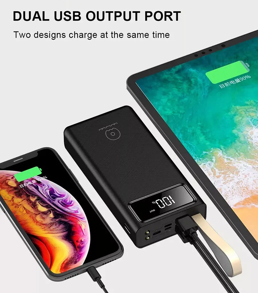 Зовнішній акумулятор 40000mAh WUW U33 з LED-дисплеєм Power bank - фото 7