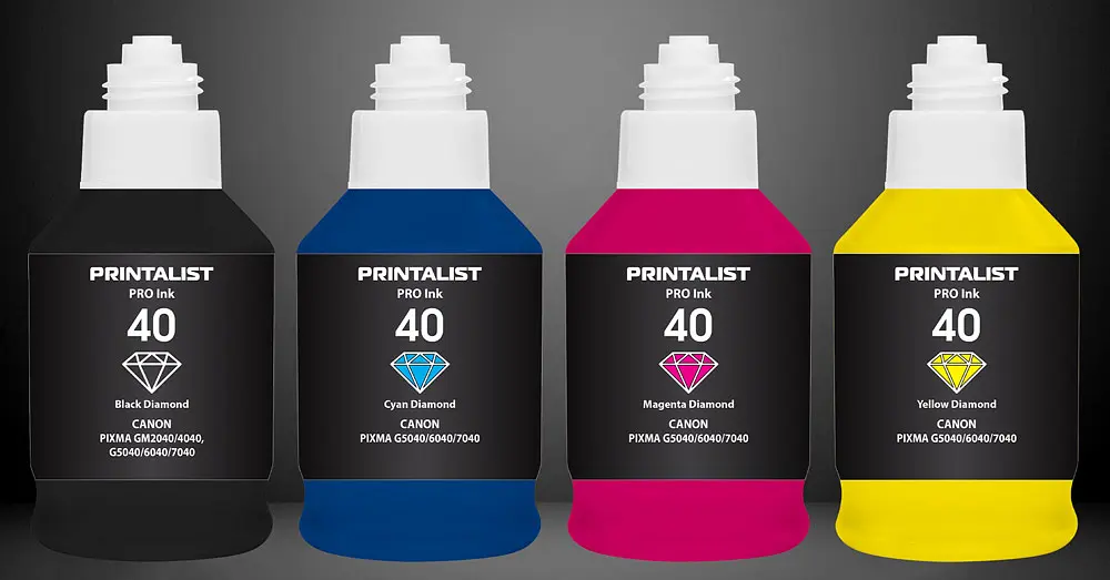 Комплект чорнил PRINTALIST GI-40 для Canon G5040/G6040 4х190г BP/C/M/Y Пігментне/Водорозчинне (PL40SET4) - фото 2