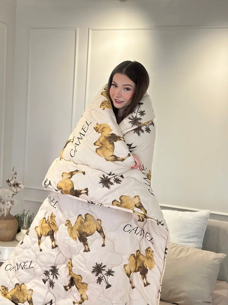 Ковдра двоспальна з верблюжої вовни Arda Camell wool 21428 175х215 см - фото 8