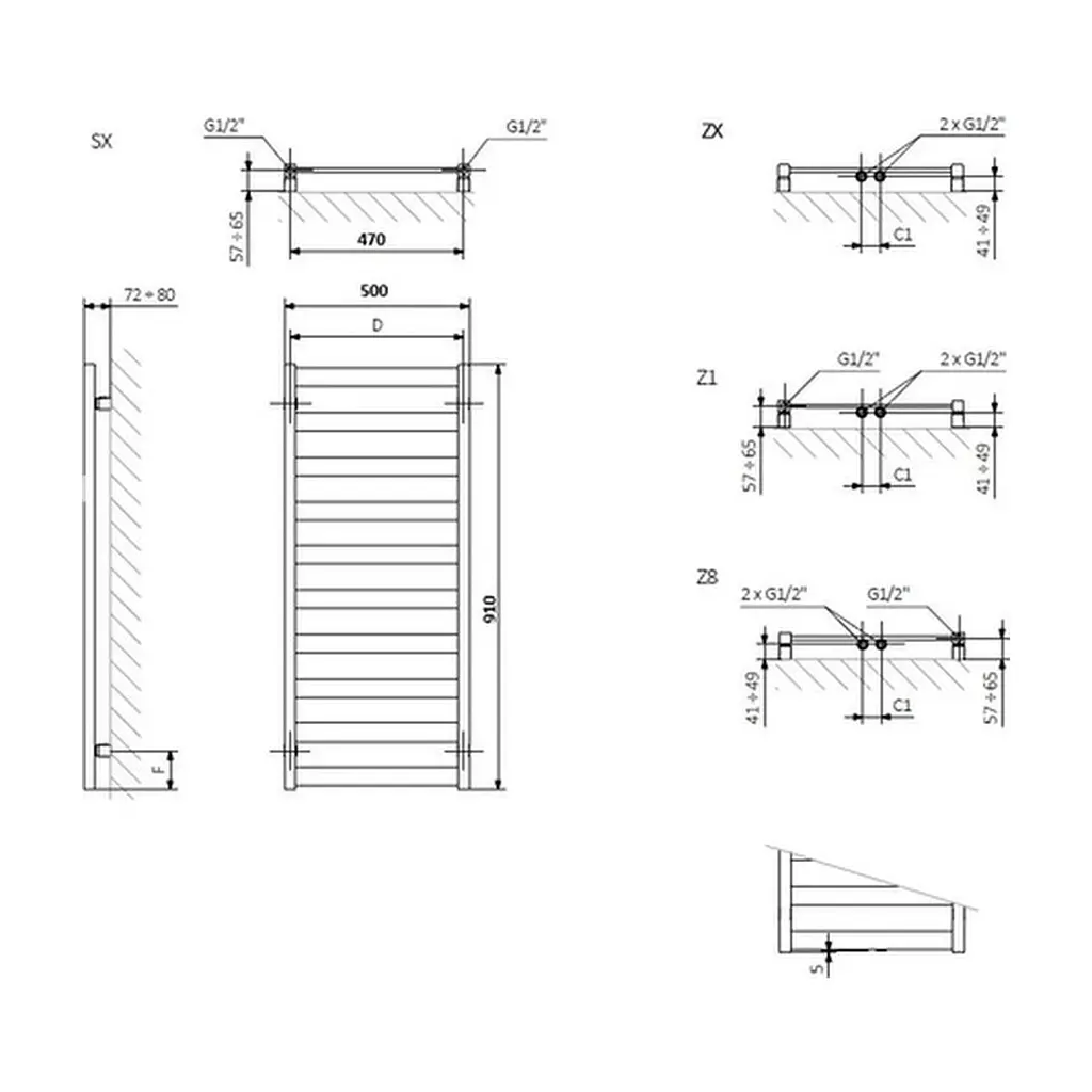 Сушарка для рушників Terma 910х500 Vivo (WGVOV091050K916SX) - фото 3