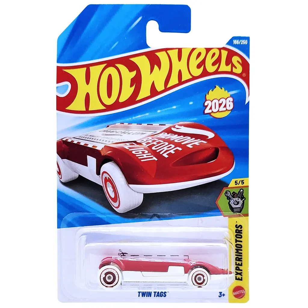 Базова машинка Hot Wheels Experimotors Twin Tags 1:64 червона з білим JJH64 (5785) - фото 2