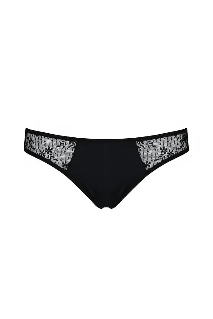 Трусики-сліпи з мереживною сіточкою Passion Dina Thong, L/XL (чорний) - фото 5