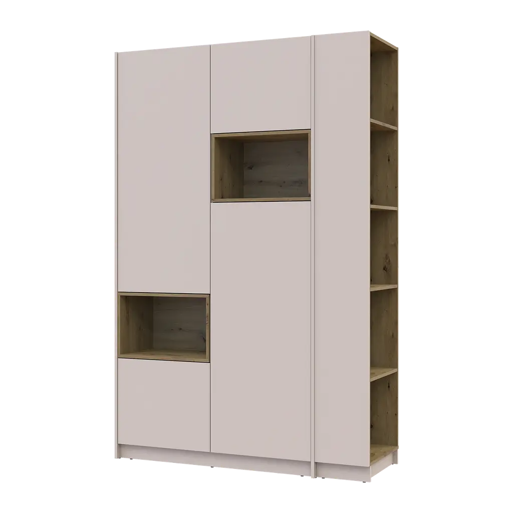 Шафа для одягу з нішою та етажеркою Doros Дейл Кашемір/Дуб Артизан 2 ДСП 143.2х52х220 (44900336) - фото 8