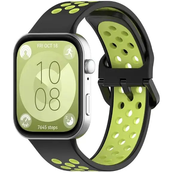 Ремінець DK CDK для Huawei Watch Fit 4 Pro Silicone Sport Band Nike (017791) (black / green) - фото 2