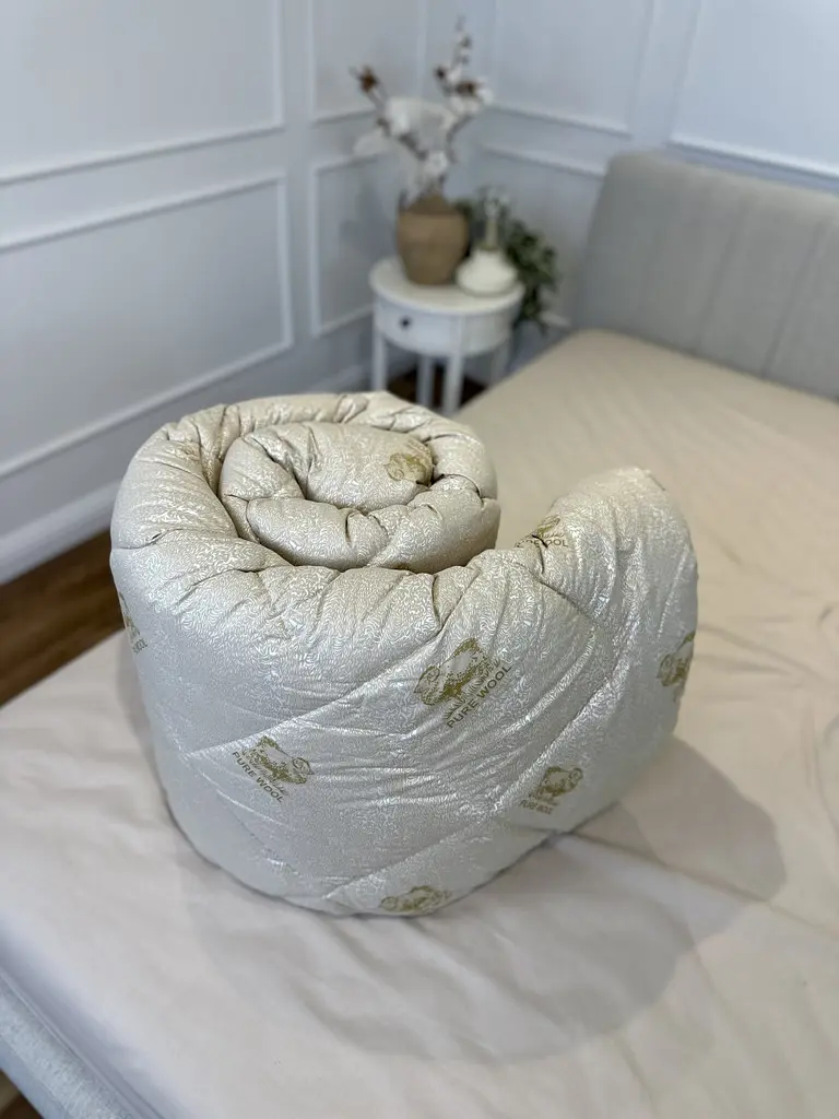 Ковдра євро зимова з вовни Leri Max Pure Wool 21502 200х215 см бежева - фото 8