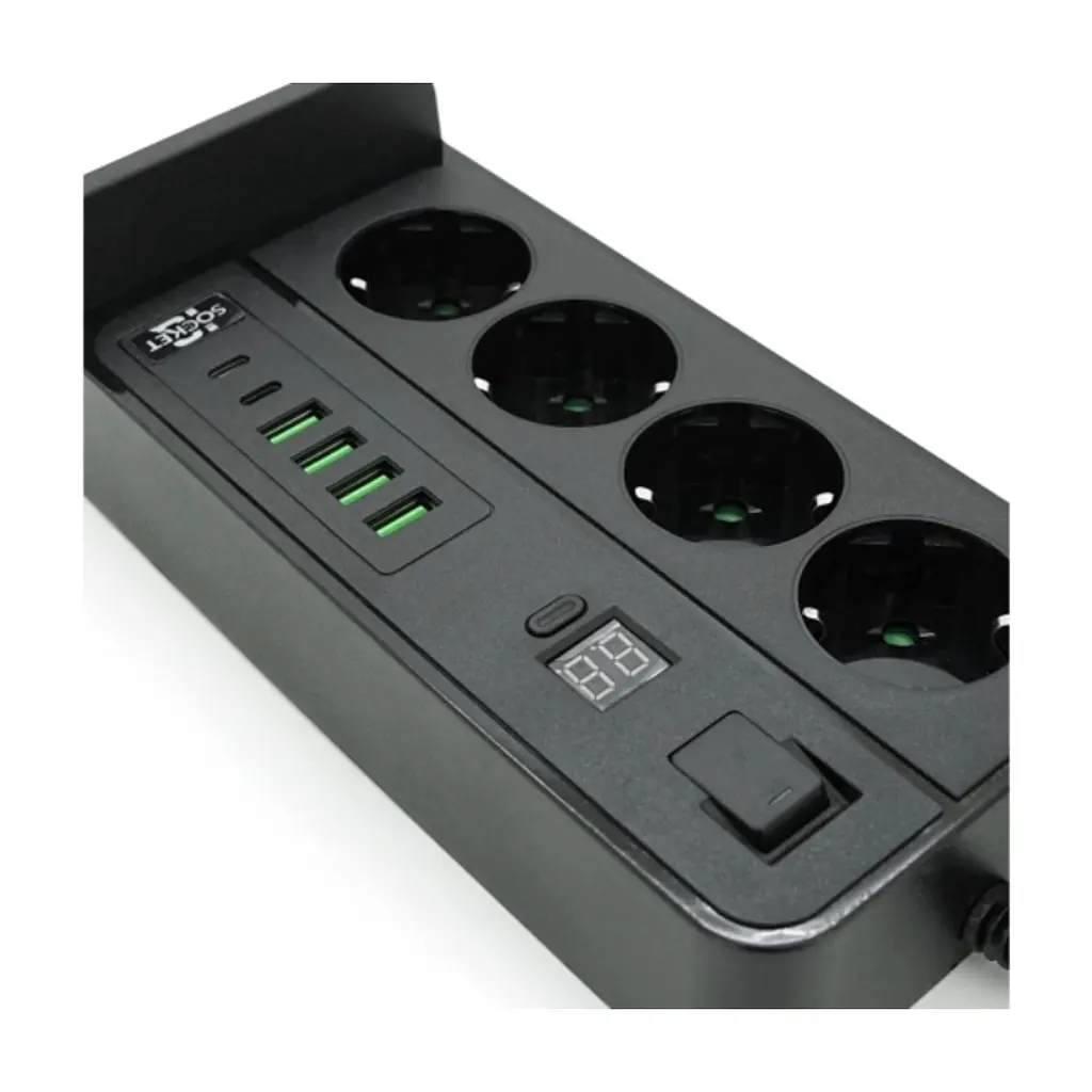 Мережевий фільтр живлення Voltronic G12H, 4 роз, 4USB 3,2А, 2 Type-C, 2м Black (YT-G12H) - фото 5