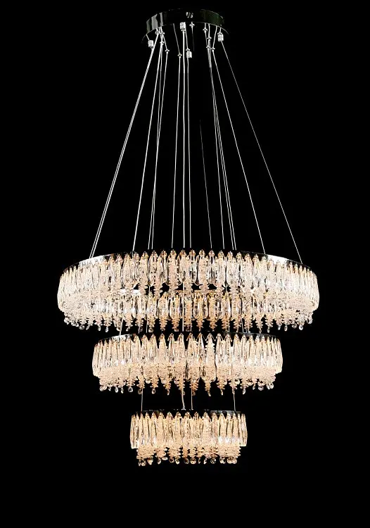 Світлодіодна люстра Splendid Ray L7068/300+500+700/3 LED (CH+Clear) з кришталем, хром, 235 Вт - фото 3