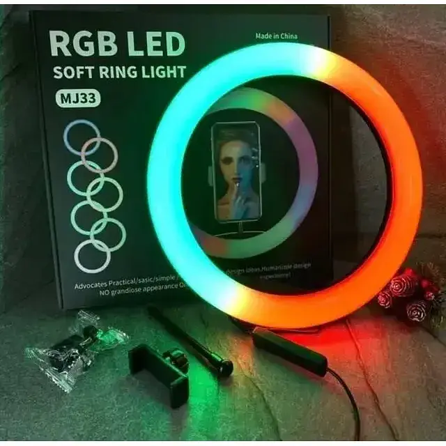 Кольцевая лампа RGB MJ33 с держателем для телефона - фото 4