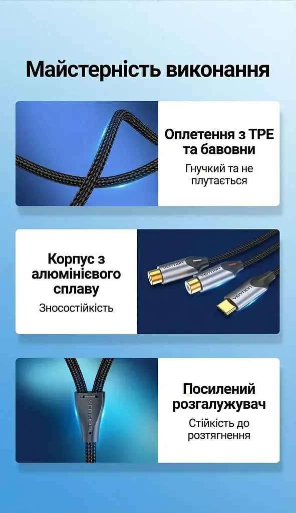 Перехідник Vention Audio Type-C М - 2RCA F 0,5м чорний (BGVHD) - фото 10