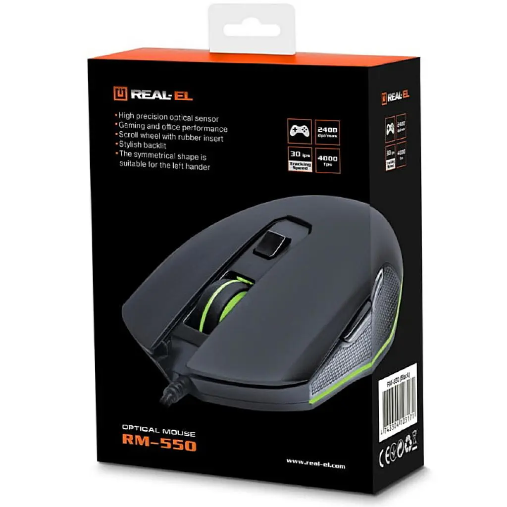 Мишка REAL-EL RM-550 USB Black (EL123200027) - фото 9