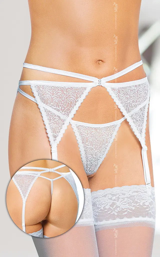 Пояс для панчох з трусиками Softline Garterbelt 3318, M/L (білий)