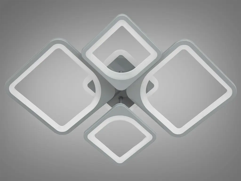 Люстра стельова LED Diasha 8060/2+2GR, 100W, 6500K, сірий метал, сучасний стиль з диммером та кольоровим підсвічуванням - фото 4