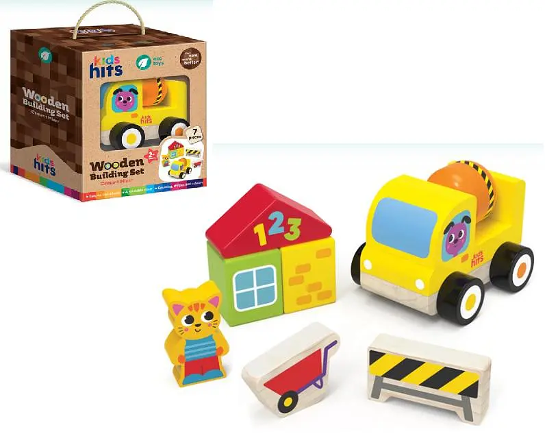 Дерев'яний ігровий набір Kids hits Wooden Building Set з будівельною технікою (KH20/017)