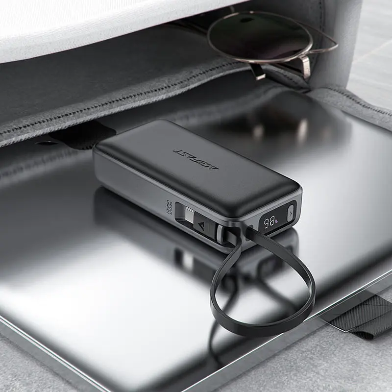 Універсальна мобільна батарея Acefast 10000mAh 30W PD USB-A, USB-C In/Out, з будівлею USB-C cable M7 Чорний - фото 6