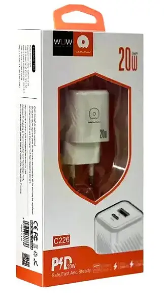Зарядний пристрій WUW 20W адаптер блок живлення WUW C226 QC3.0 USB Type-C Білий - фото 5
