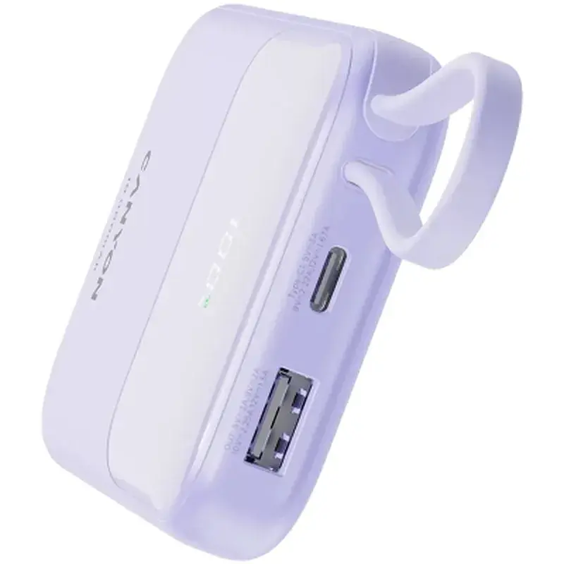 Батарея універсальна Canyon 10000mAh OnPower 101 PD/22.5W built-in cable Purple (CNS-CPB101PU) - фото 6