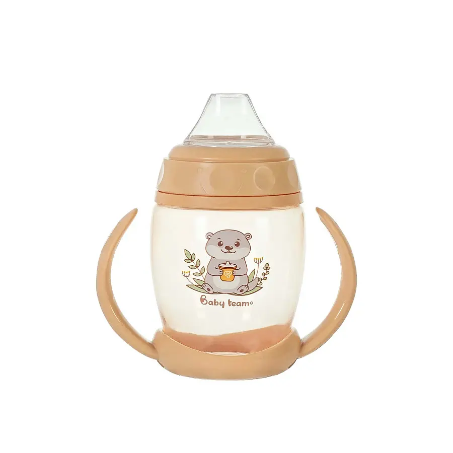 Поїльник BABY TEAM із силіконовим носиком та ручками 5004BT_персиковий, 250 мл - фото 2