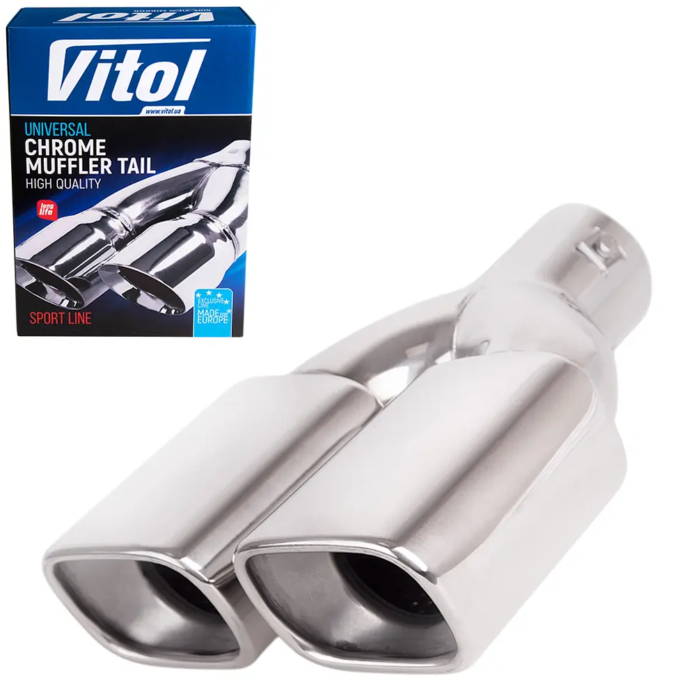 Насадка на глушник подвійна Vitol 280 x 2-107 x 64 мм Хром (НГ-0352) - фото 2