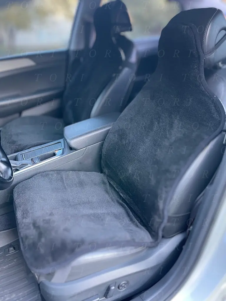 Накидка чохол в автомобіль зимова на овчині авточохол Чорний (12337022) - фото 9