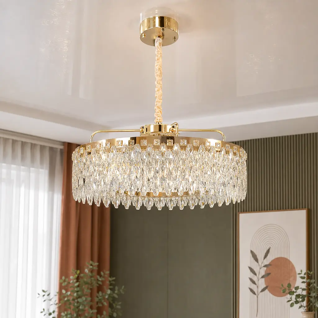 Кругла кришталева люстра 582-600GD Artlight із золотим корпусом та LED світлом