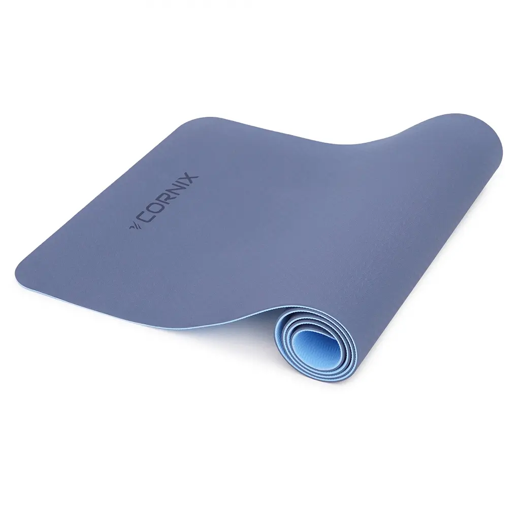 Килимок спортивний Cornix TPE 183 x 61 x 0.6 см для йоги та фітнесу XR-0003 Blue/Sky Blue - фото 2