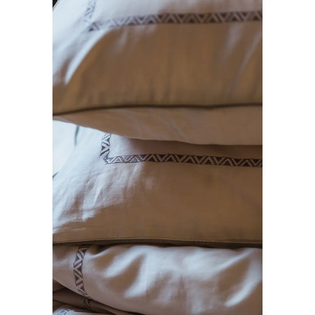 Комплект постельного белья Ecotton Premium Shifting Sand евро сатин вышивка с кантом бежевый (25093) - фото 10