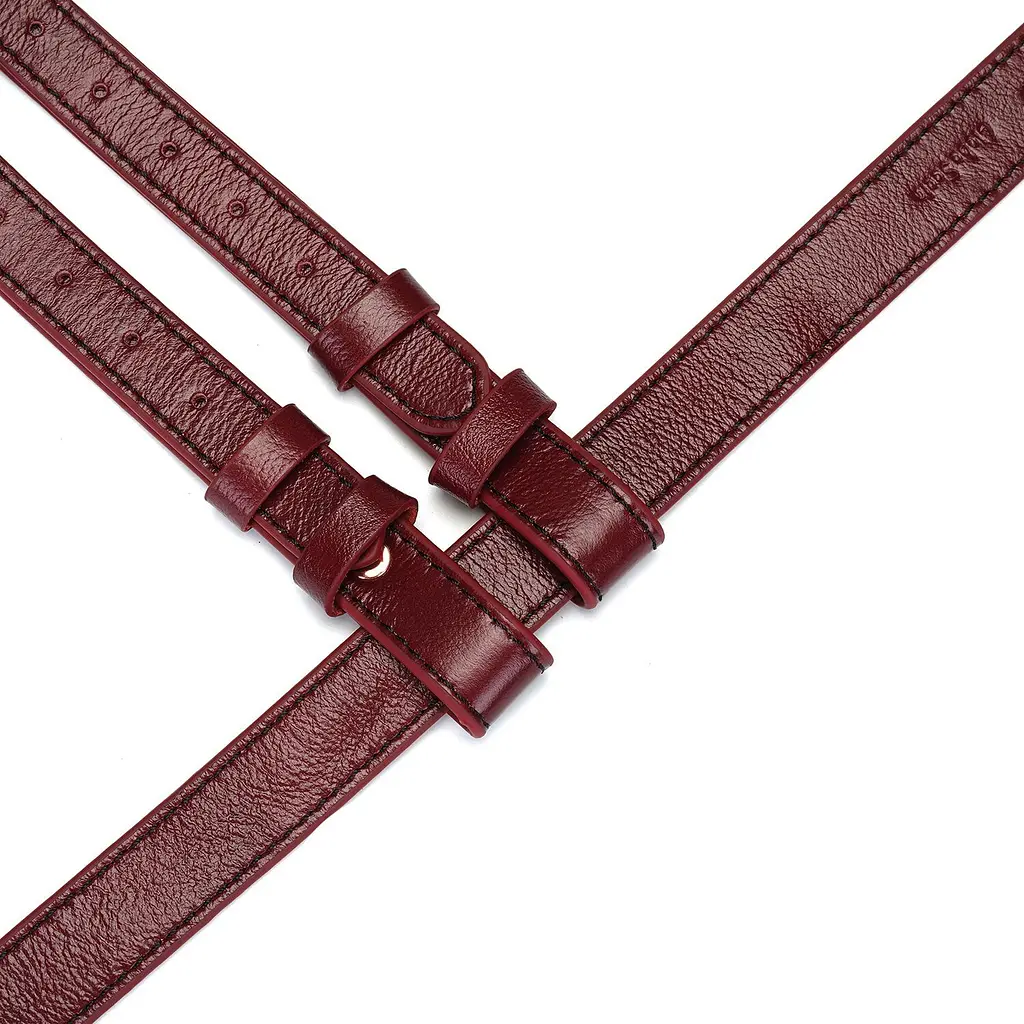 Шкіряні трусики для страпона Liebe Seele Wine Red Strap on Harness, універсальний розмір - фото 6