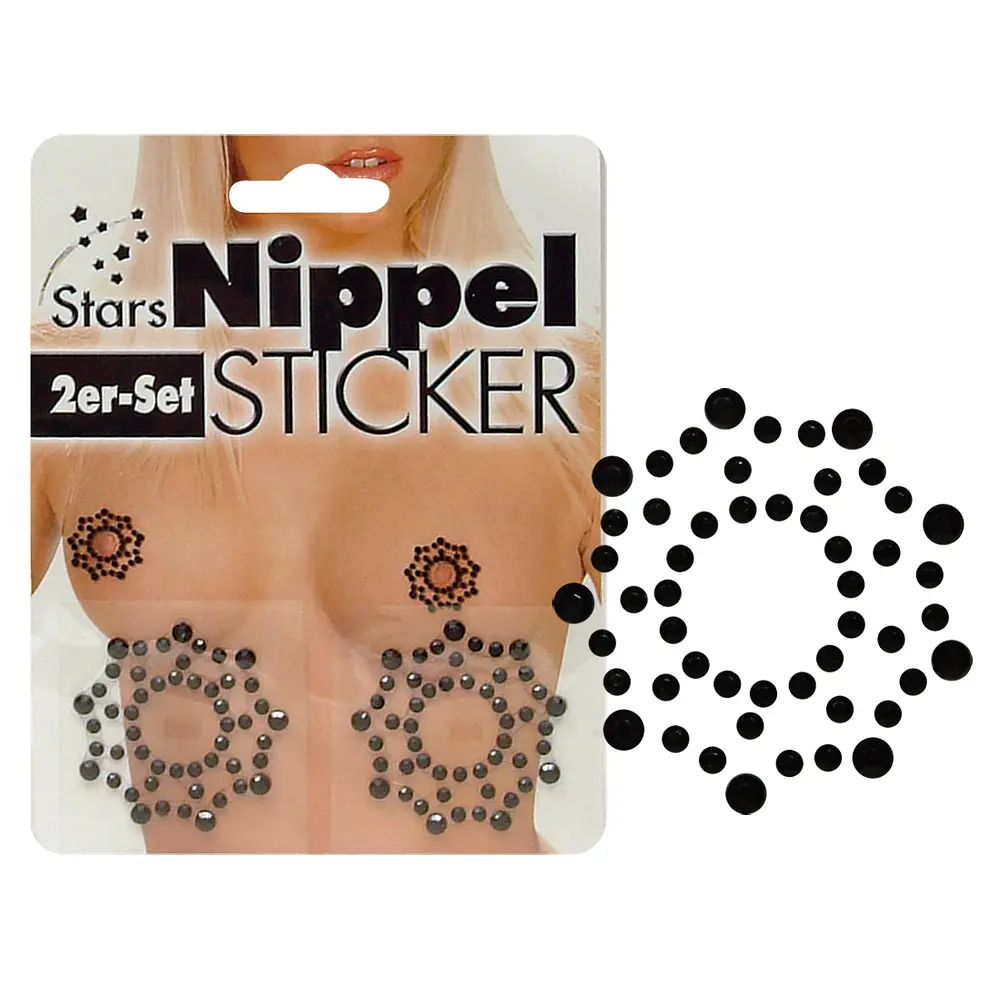 Прикраса для сосків Cottelli Collection Nipple Stickers Star, 2 шт (чорний) - фото 5