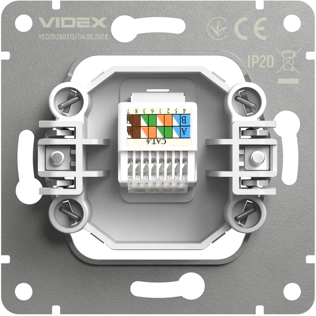 Розетка Videx Nota CAT6e одинарна комп'ютерна вугільно-чорна (VF-NT-SK1PC6-BL)  - фото 4