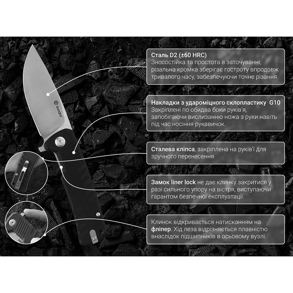 Ніж складаний Ganzo G769-BK - фото 5